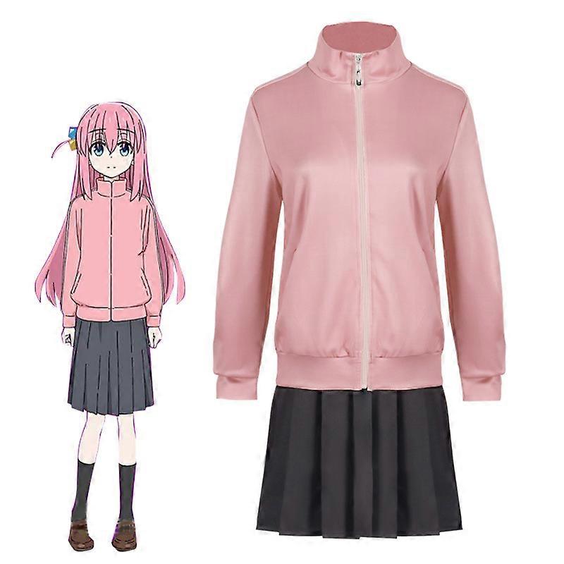アニメBOCCHI THE ROCK コスプレ 後藤ひとり JK学校制服スカート かつら トラックスーツ シャツ 衣装 女性 スポーツウェア ハロウィンコスチューム