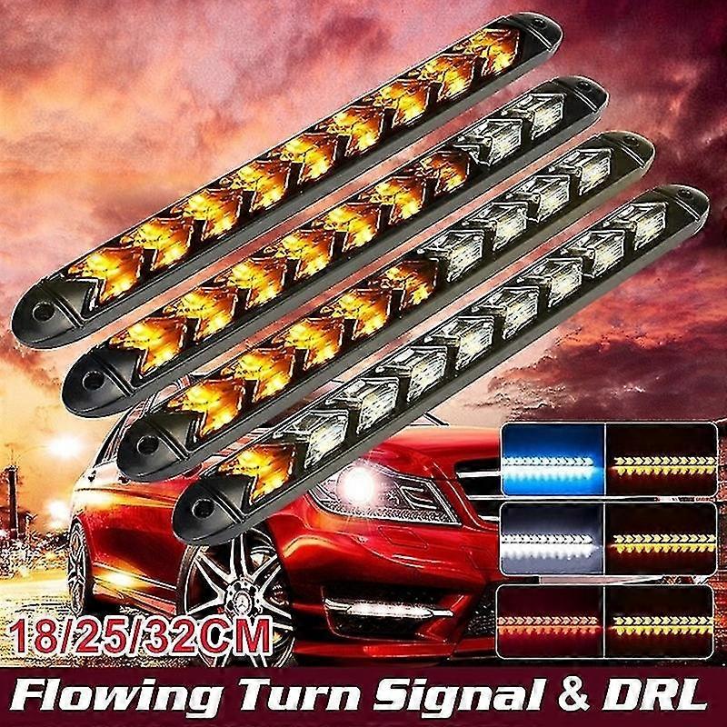 2pcs Waterproof Car Led Switchback Led Daylight Headlight Eye Drl Lamp Dynamic Sequential Brake Turn Signal Daytime Running Light Yalo