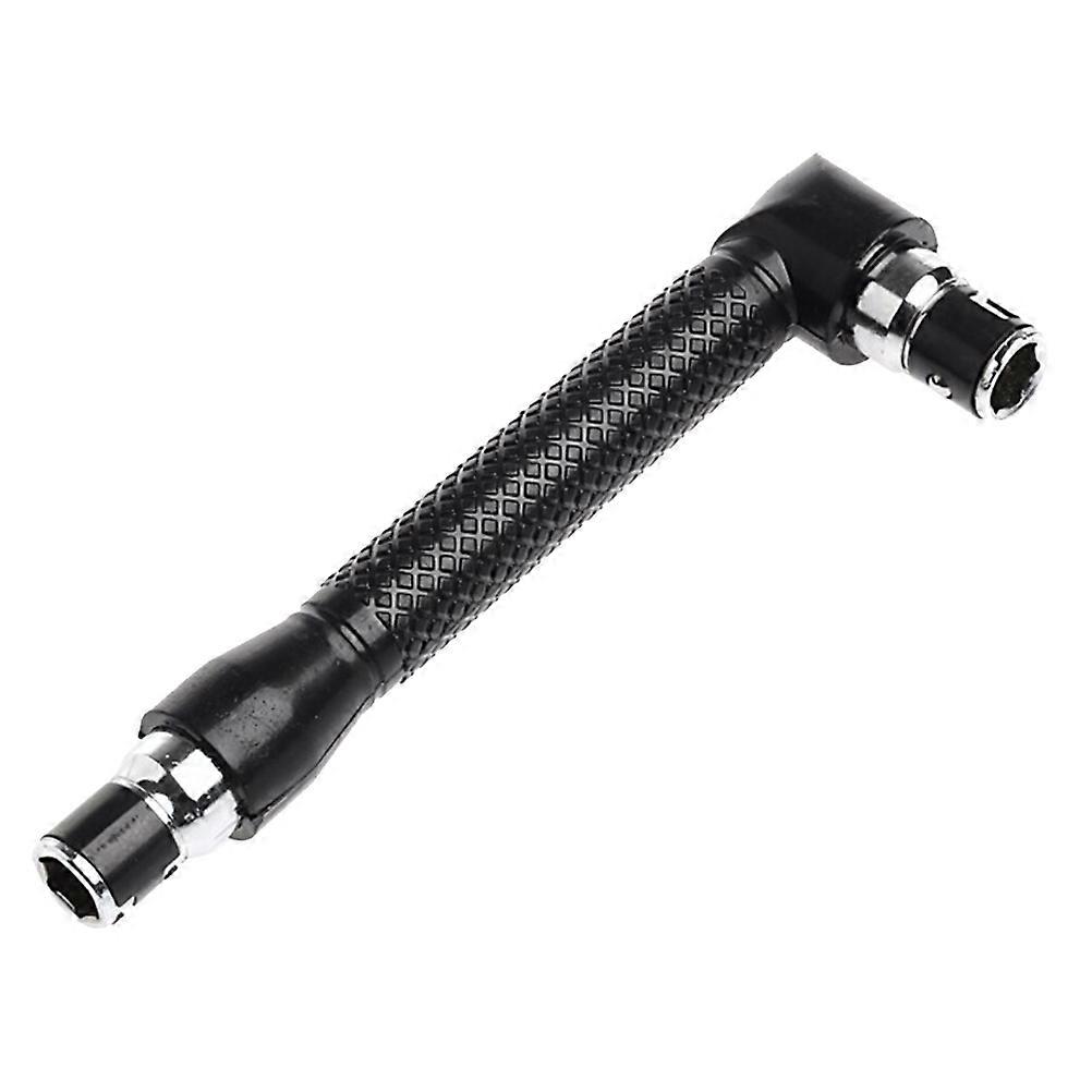 Double-headed L-shaped Socket Wrench Extension Handle Screwdriver 1/4'' Hex 90 Degree Right Angle Screwdriver Adapter (Black)