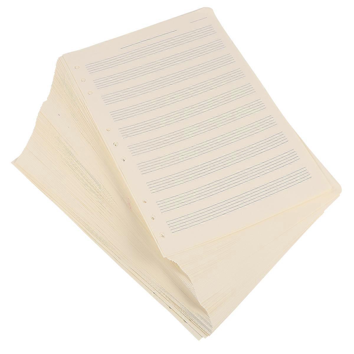 100 Sheets Loose-Leaf Manuscript Paper 3mm 10 Rows Empty Refill Paper Practical Composition Notebook Refill Paper for Students Staff Use (White)