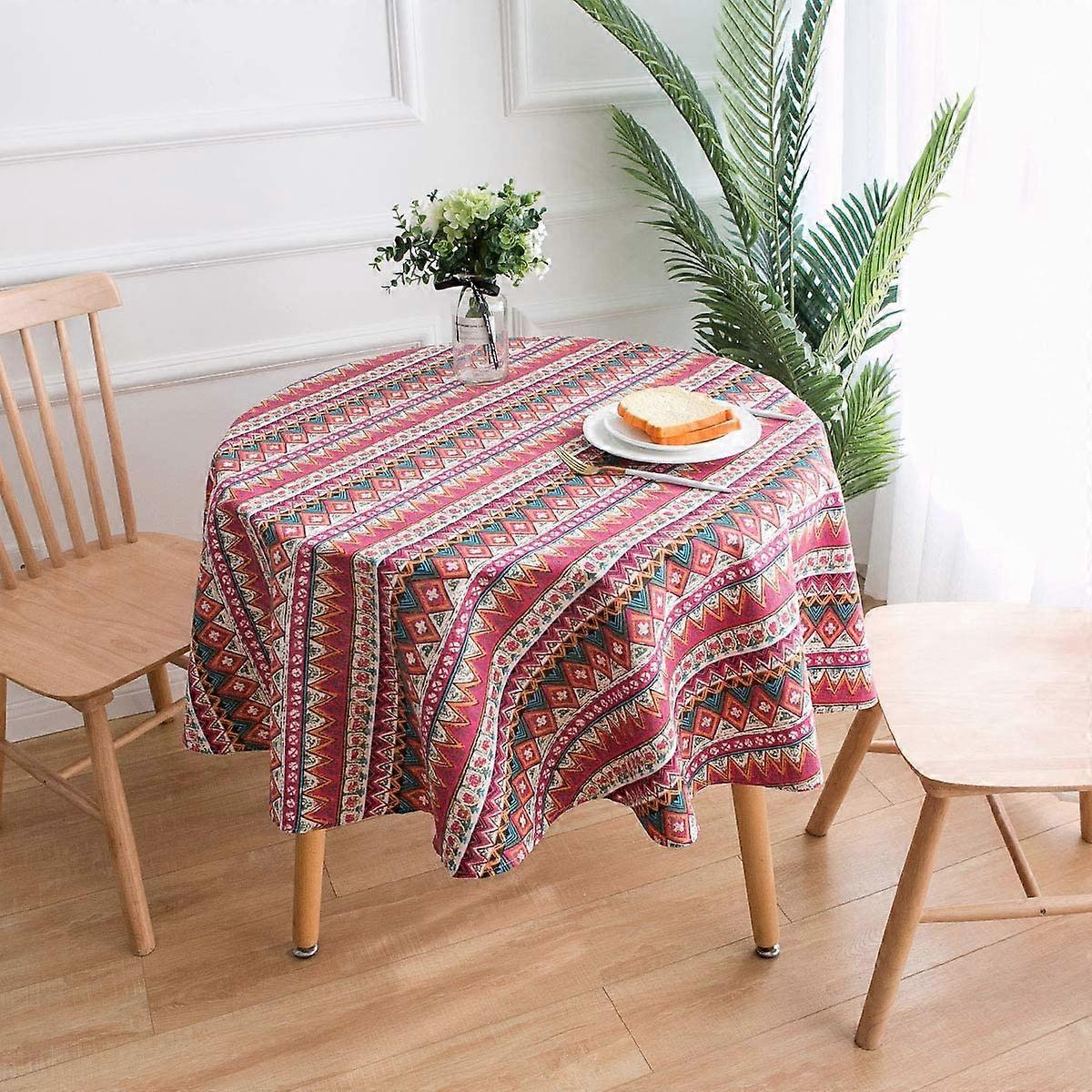 Round Tablecloth Cotton and Linen Small Round Tablecloth with Round Print