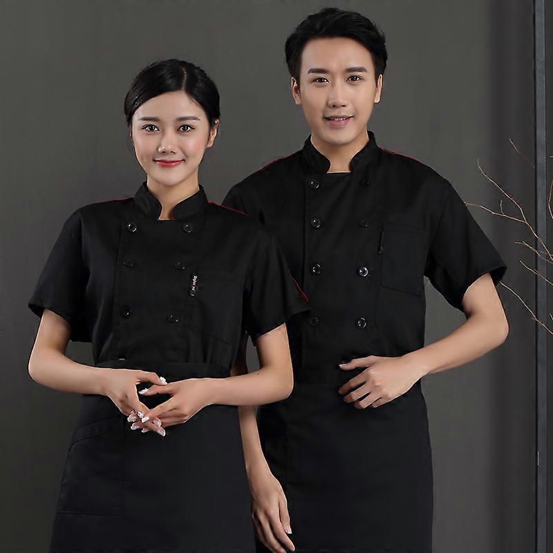 酒店厨师制服短袖蛋糕烘焙西餐厨房和食堂工作服男女厨师制服夏季