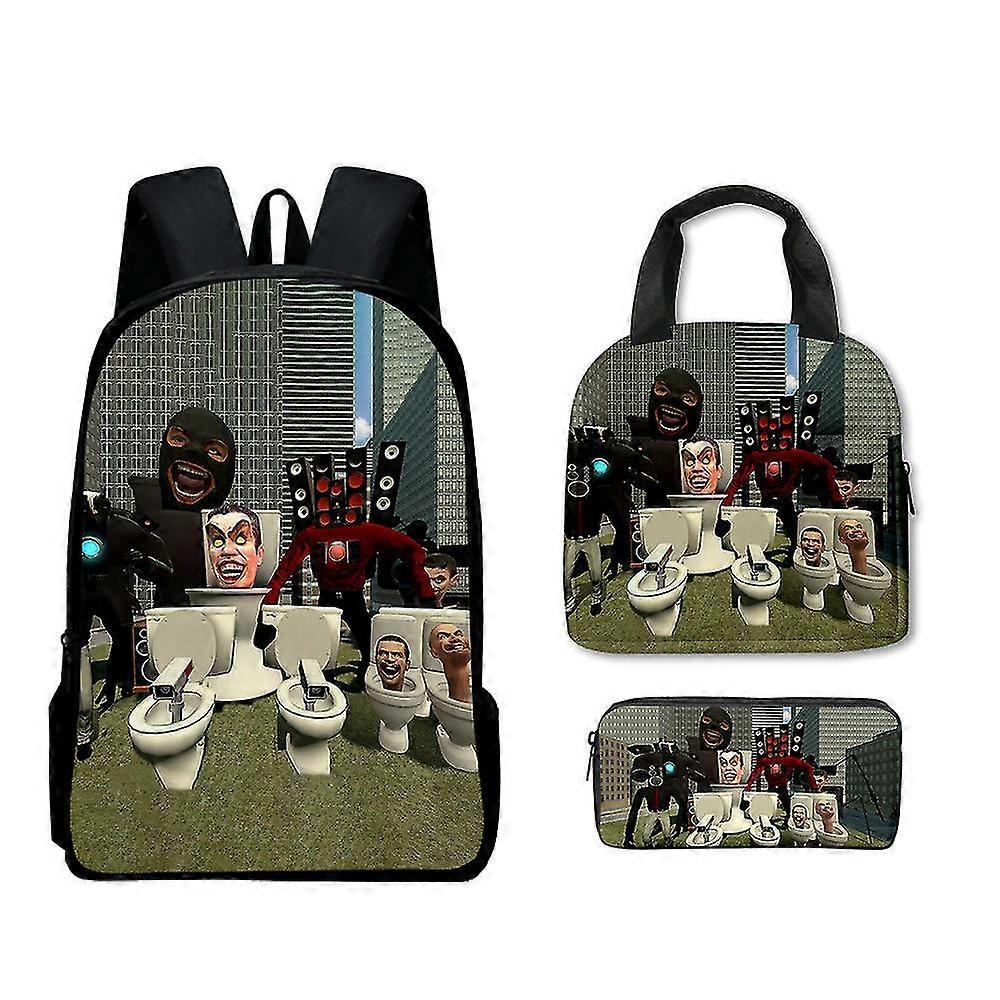 Uusi peli Skibidi WC koululaukku tai laukku tai kynälaukku tai kolmiosainen reppu opiskelijat-18