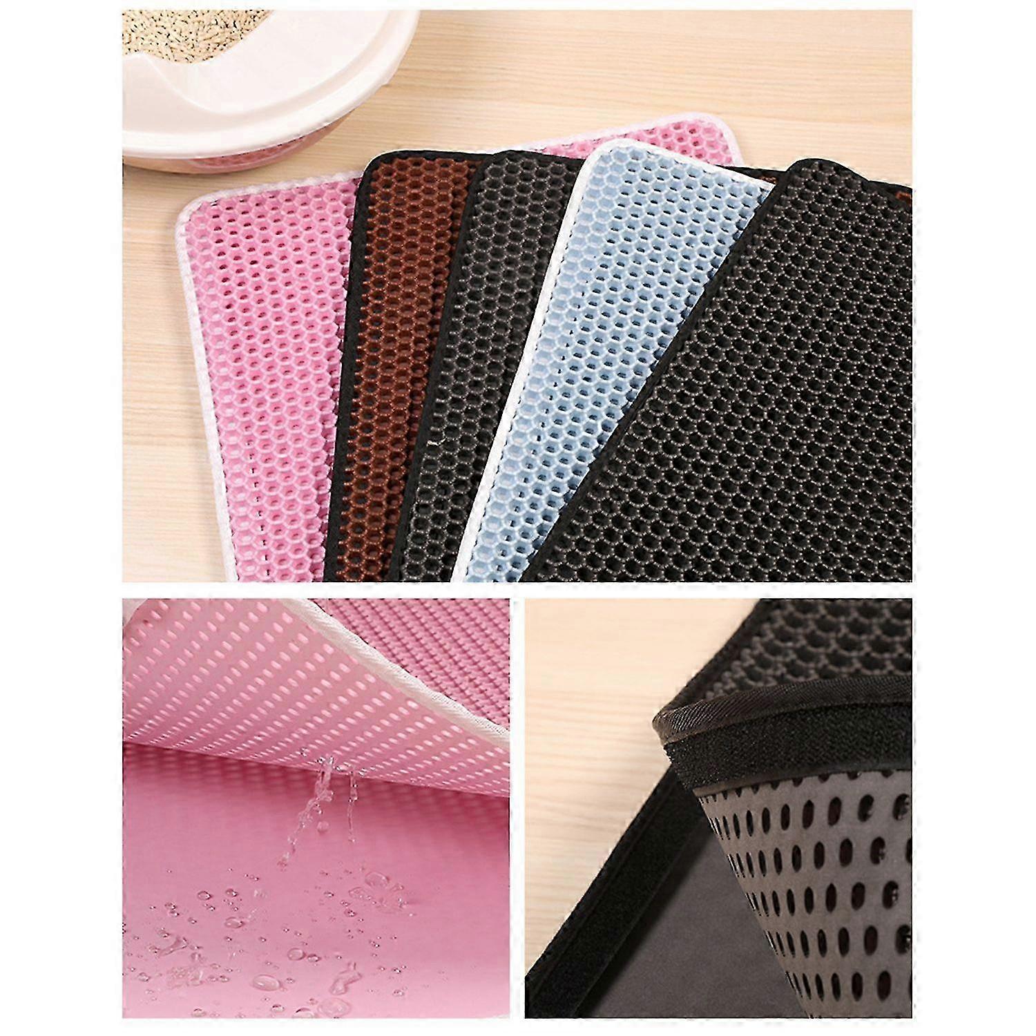 Cat Litter Mat Double Layer Waterproof Slip Resistant Easy Clean Kitty Litter Trapping Mat 45x60cm P
