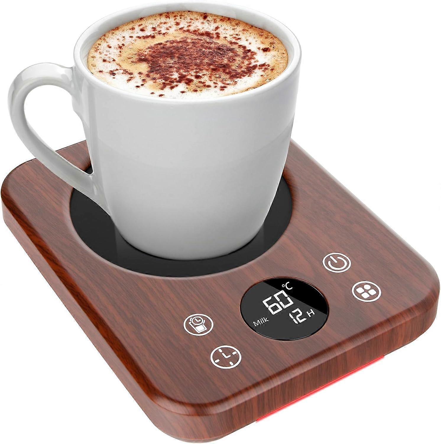 Coffee Mug Warmer - 4 Mode Settings & 9 levels of temperature adjustment ,12-hour timer/schedule power on/off,for Cocoa Milk (Wood)