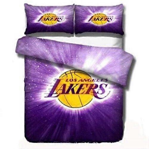 v524 Lakan Lakers Series Tryckta tredelade sängkläder Sängkläder örngott Påslakan 3-delat sängkläder set (1 påslakan + 2 kudde shams) y524