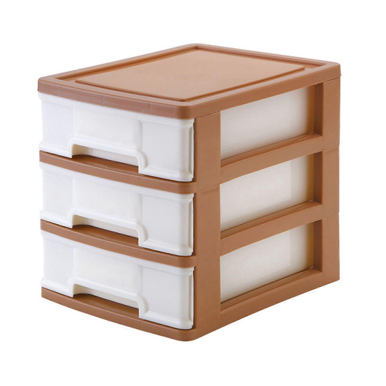Desktop Storage Drawer Storage Box Large Capacity 3-Layer Design Stackable Drawers Organizer Cosmetics Case