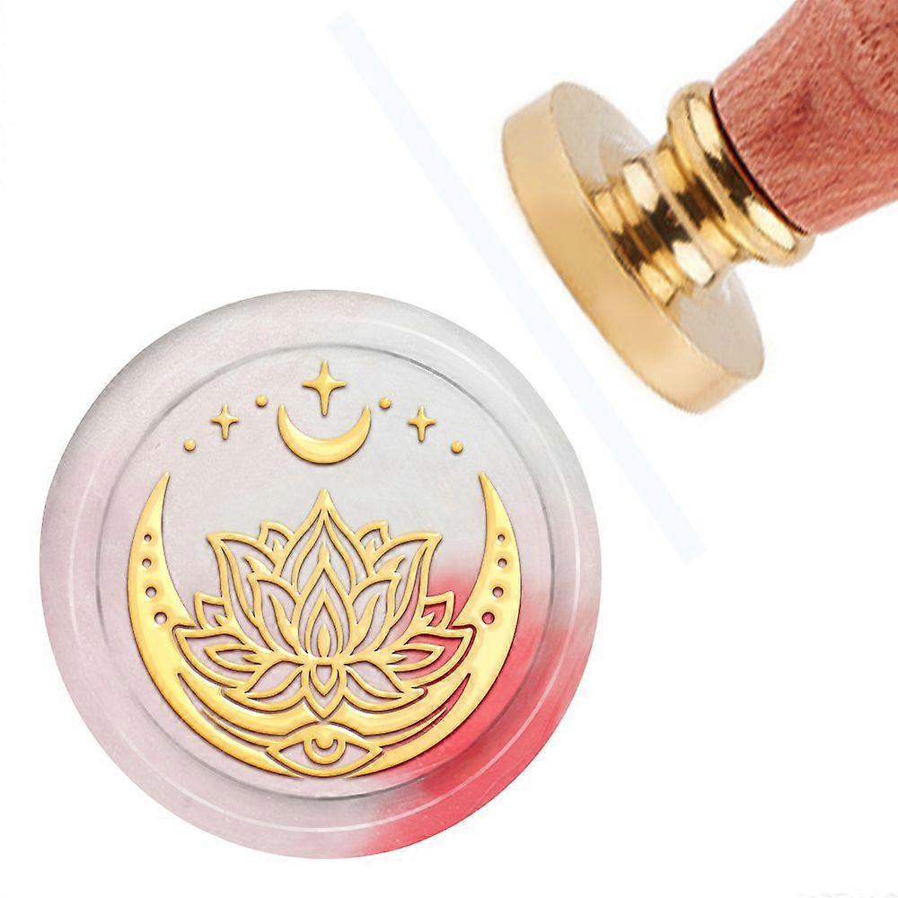 Brass Wax Seal Stamp with Handle for DIY Scrapbooking Moon Pattern 3.5x1.18 inch(8.9x3cm)