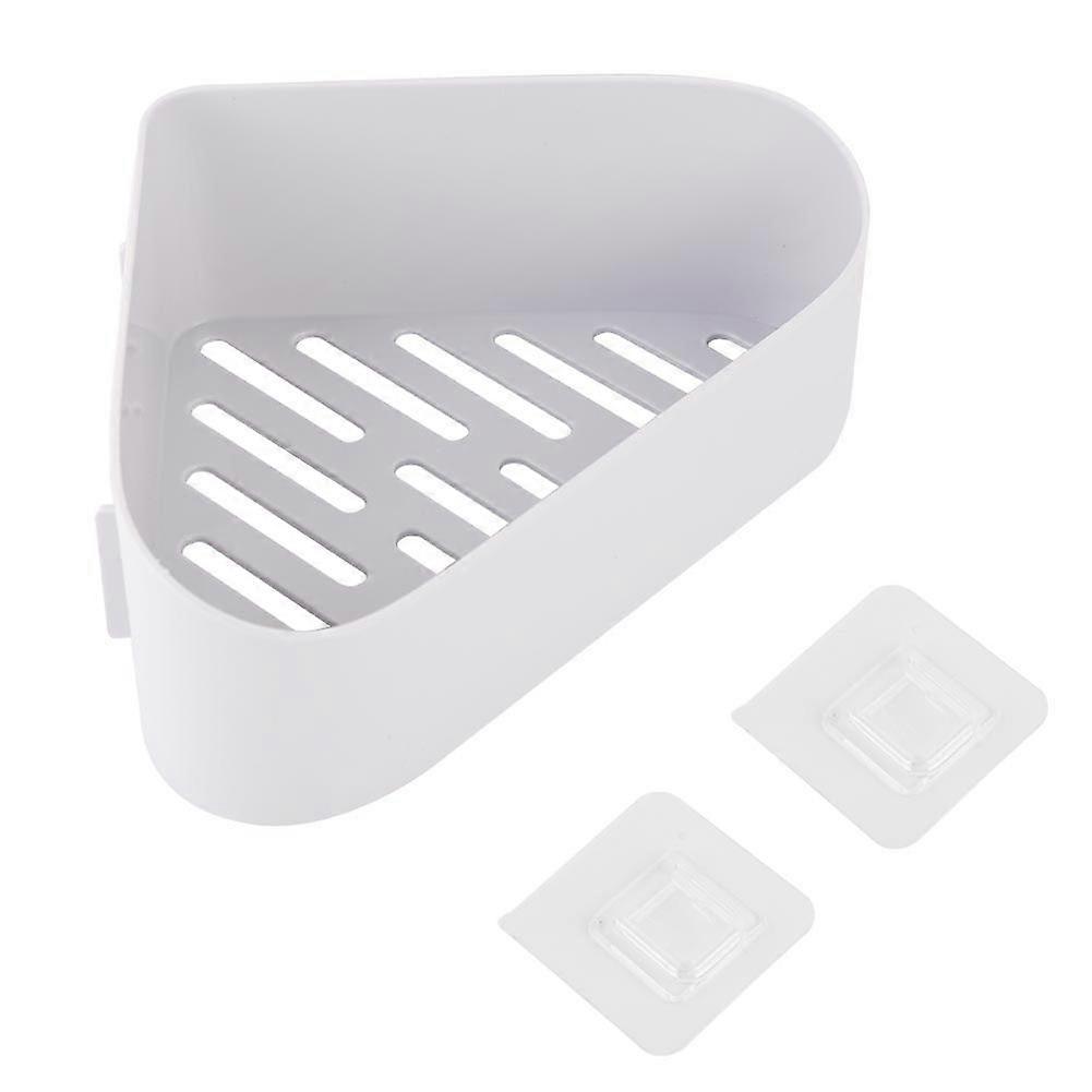 Bathroom Wall Hanging No Punching Storage Rack Triangle Shape Bathroom Shelf(Gray )