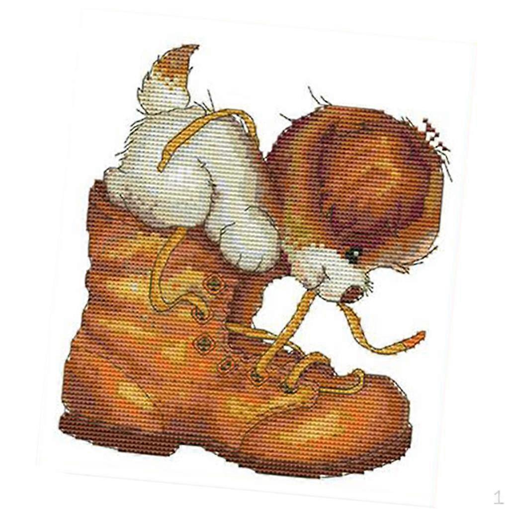11CT Stamped stitch set Sew Patterns -Stitch Pattern Dog and Boot with Printed Fabric Thread DIY