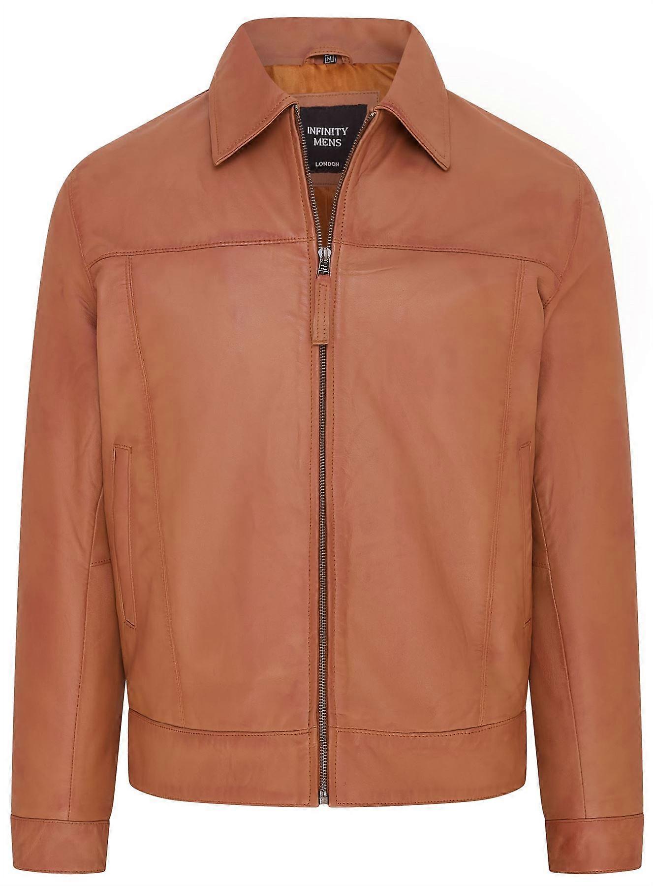 Mens Retro 100% Nappa Leather Harington Biker Jacket