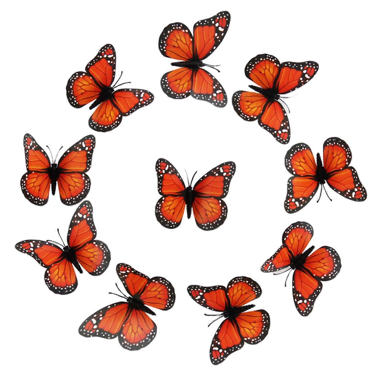 10 Pcs/Set Butterfly Refrigerator Magnets 3D Realistic Butterfly Strong Magnet Anti-slip Firdge Decoration Artificial Butterfly Good Details Home Beau