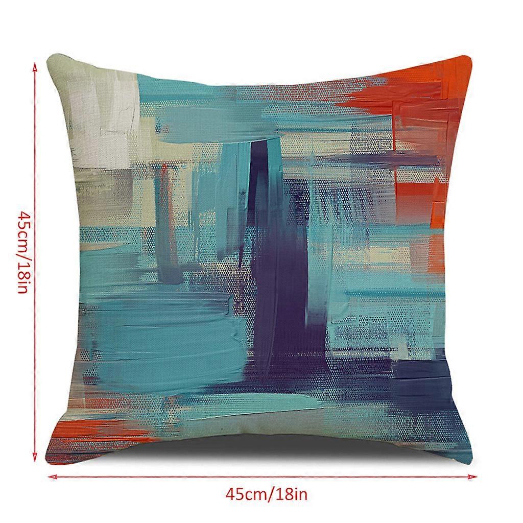 Modern Art Linen Throw Pillow for Case Orange Abstract Oil Painting Pattern Colorblock Decorative Square Cushion Cover 5