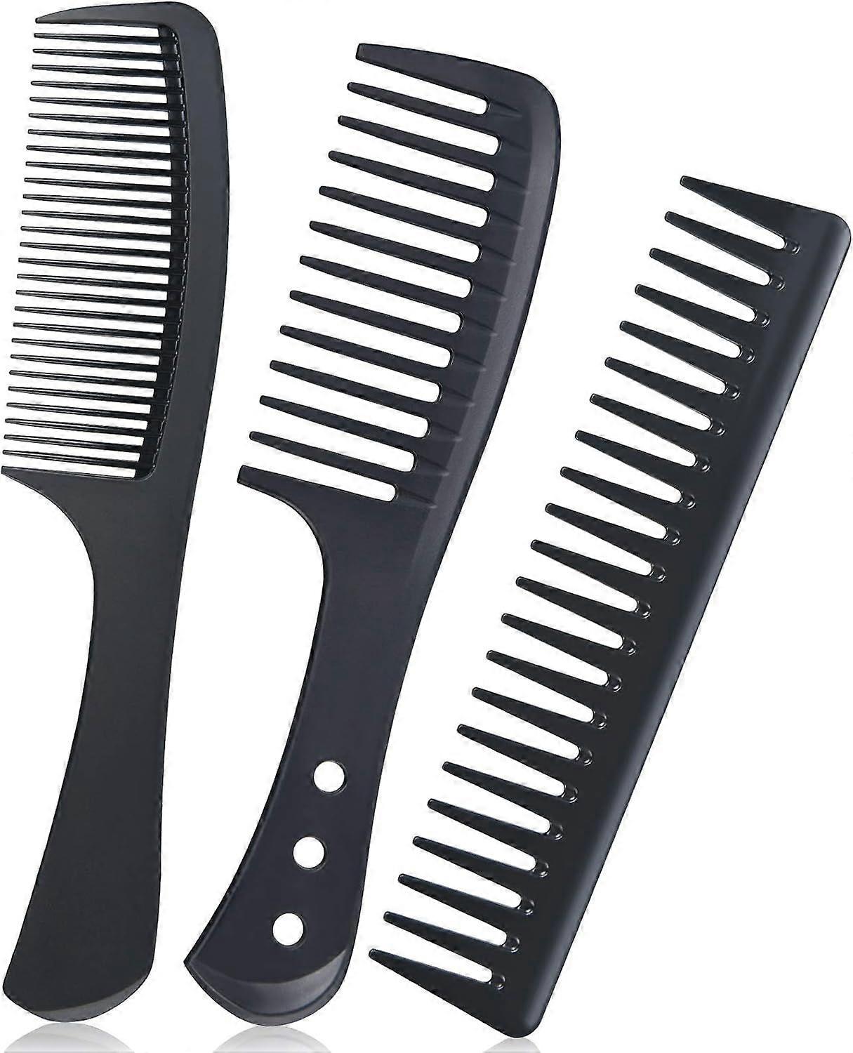 Set of 3 Carbon Fiber Hair Comb, Fine and Wide Tooth Comb, Wide Tooth Detangling Comb and Heat Resistant Anti  Static Comb for Salon Home