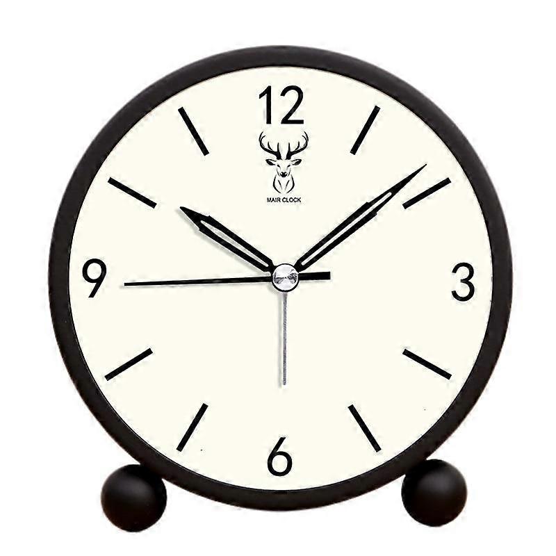 Analog Alarm Clock 4 Inch, Battery Powered Non-Tick Silent Small Desk Clock with Night Light Desk Clock for Nightstand Bedroom