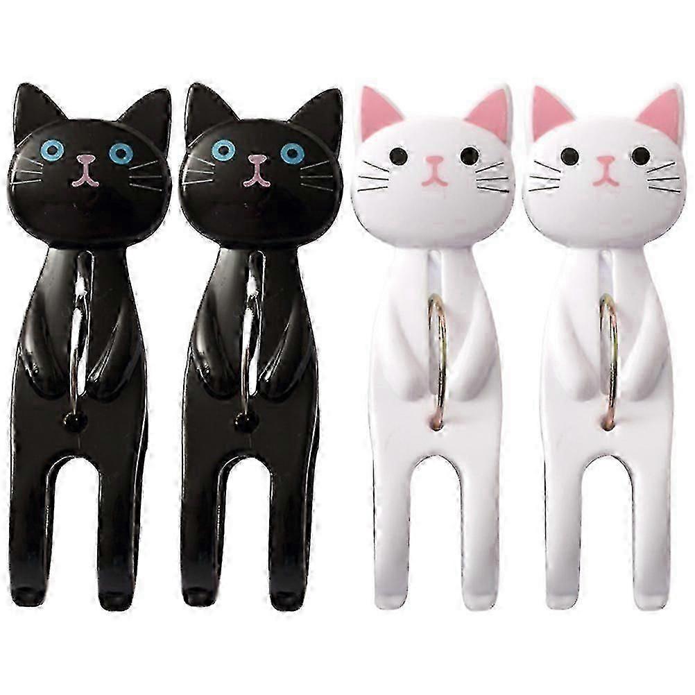4Pcs Cute Cats Clothes Pegs Plastic Clothespins Beach Towel Clips Windproof Laundry Pins