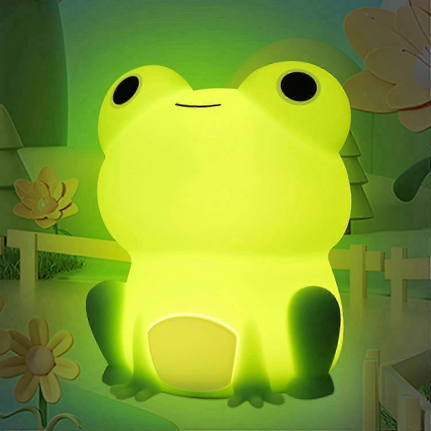 SQCLVCute Frog Night Light, Soft Silicone LED Touch Lamp for Kid, Nursery Portable Nightlight with Dimmable Timer, Kawaii Bedroom Bedside Table Desk D