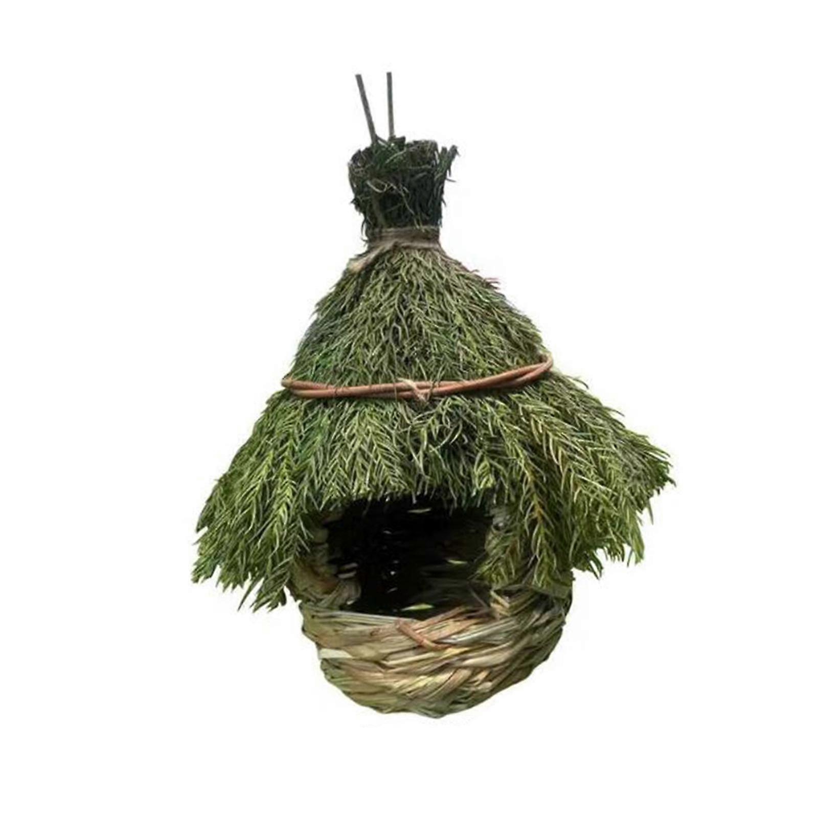 Riippuva lintupesä Karkea pinta kudottu linnunpönttö pihan puutarhaan ulkona