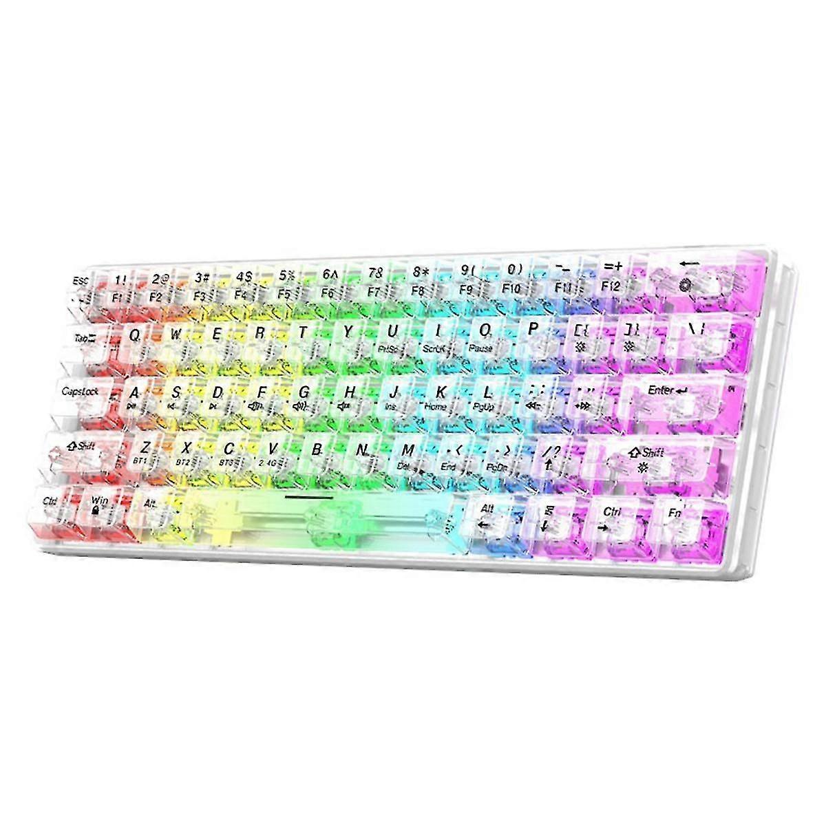 K30pro Wireless Bluetooth Transparent Keyboard 3-mode Hotswao Rgb Backlit Keyboard For Pc Computer