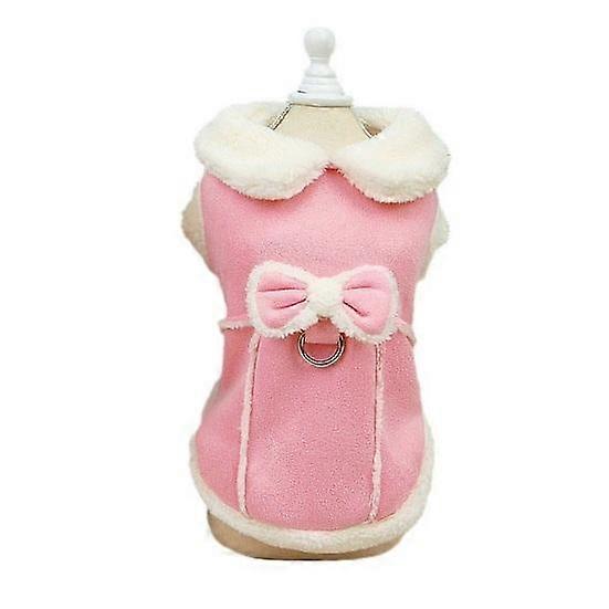 Cute Stylish Pet Cotton Coat Button Closing with Traction Rope Buckle Thickened Small Medium Dogs Tractable Cotton Coat