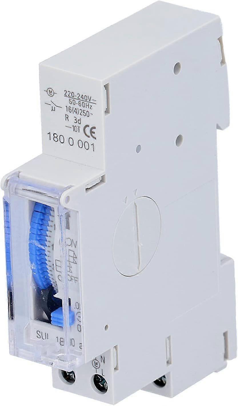 Mechanical Time Switch,AC 220-240V 24 Hours 15 Minutes 96 Segments Analog Timer Top Hat Rail Timer for Lamps, Water Heater, Irrigation