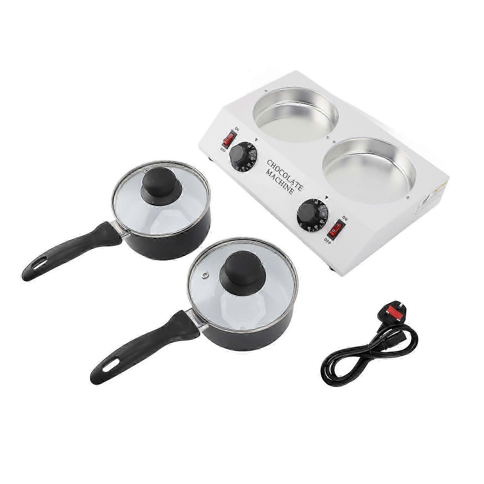 2 Tanks Chocolate Melting Machine Constant Temperature Aluminum Non Stick Manual Chocolate Machine 2kg UK Plug 220V