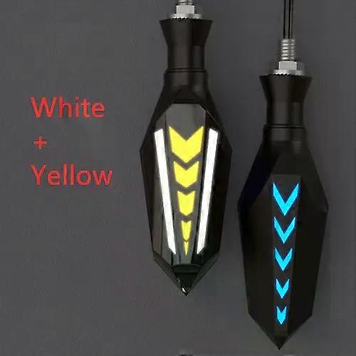 2 pieces of LED DRL & turn signal streamer light motor LED indicator light yellow amber tail light compatible for motorcycle FZS CB150 compatible for