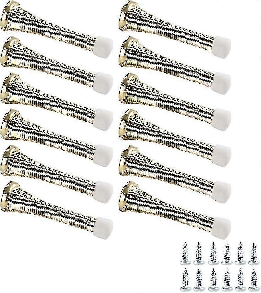 Set mit 12 Federtürstoppern - Messing poliert-C7
