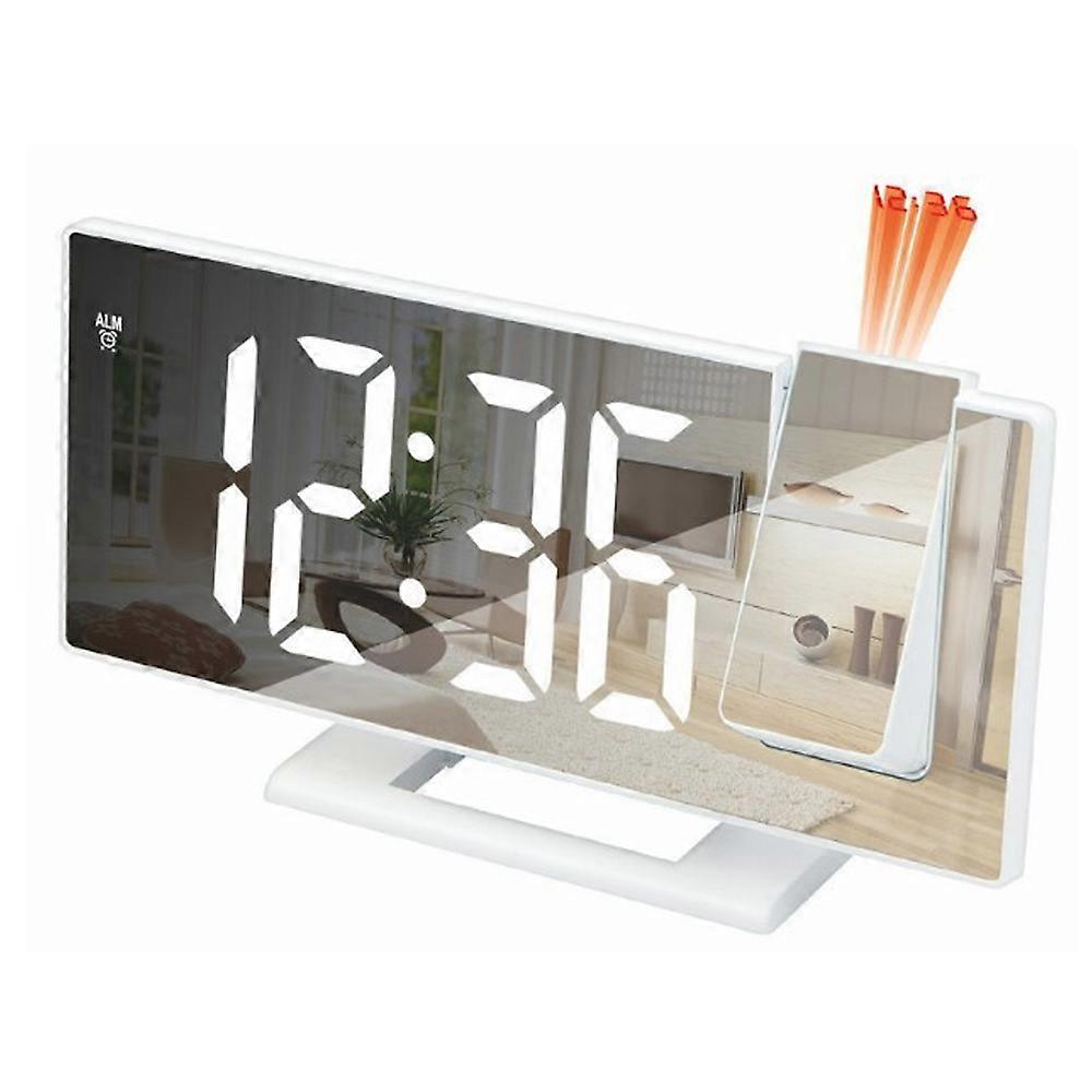 Led Projection Clock Multi-Function Digital Alarm Clock Automatic Photosensitive Electronic Clock-White