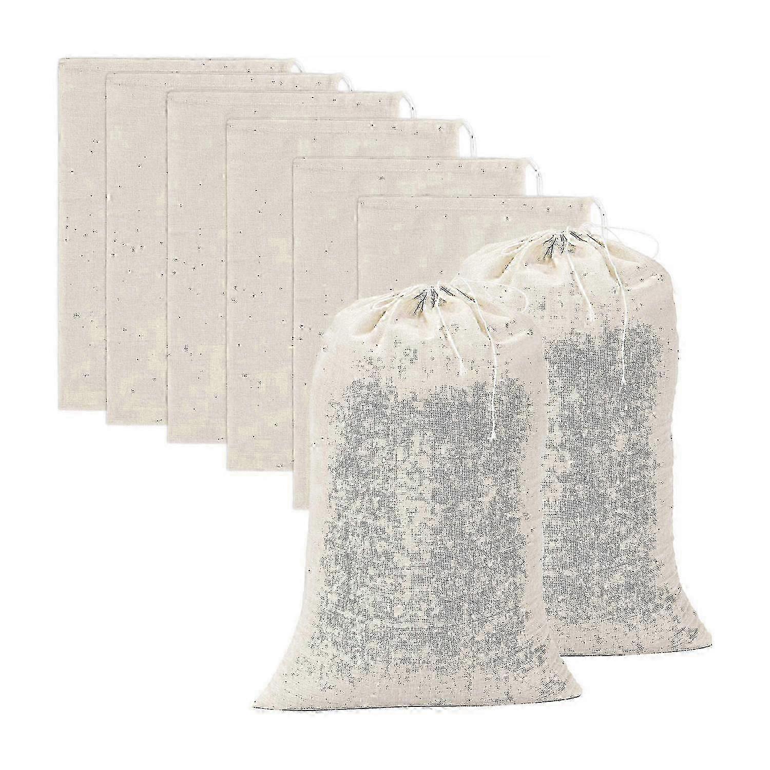 unbrand 20 pièces mousseline sacs coton cordon de serrage sachets sachets d’infusion de thé (8 x 12