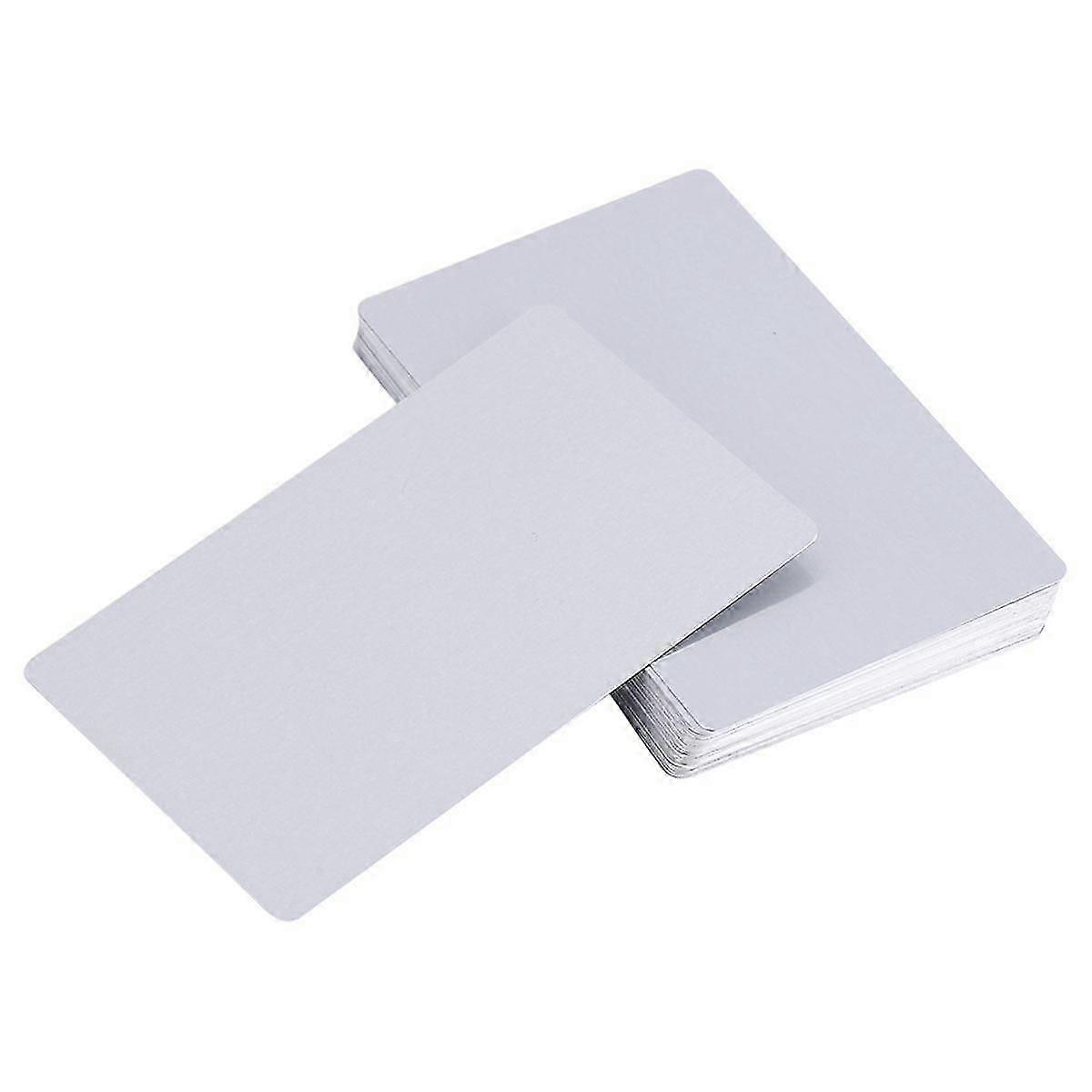 50Pcs Sliver Impressive Blanks Laser Mark Engraved Metal Business Visiting Name Cards
