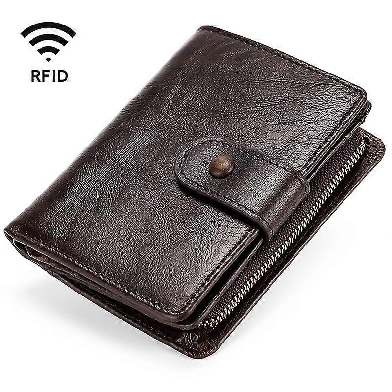 TP-201 Crazy Horse Leather Multi-functional Lather RFID Clasp Retro Wallet
