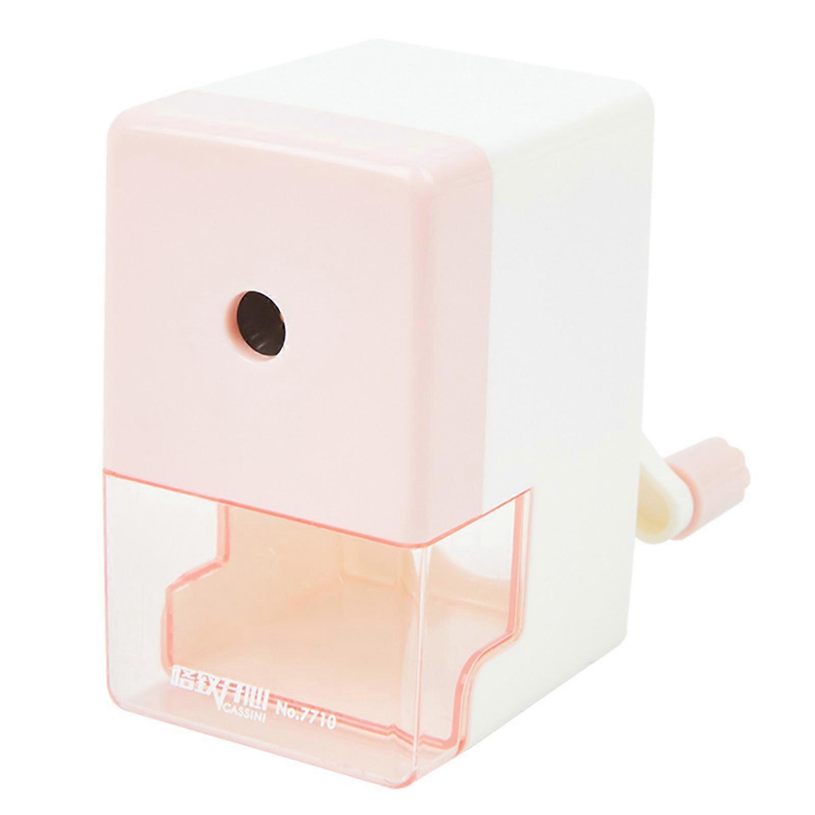 Manual Sharpener Auto Feeding In for 6.5-8.0MM Wood Pencil Sketch Pencil Single Hole Sharpener Sharpener with Container pink.