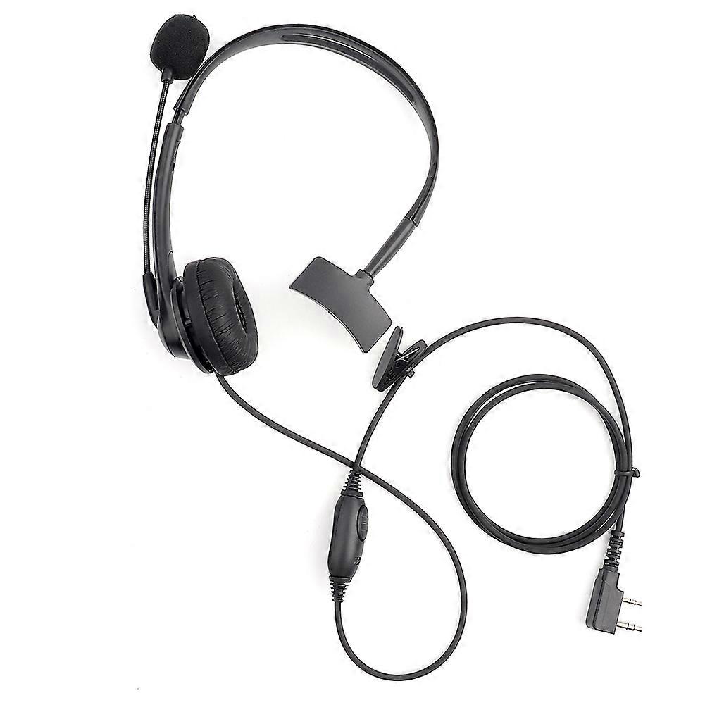 Single Side Monaural Headset Ergonomic with Artificial Leather Ear Cushion Adjustable Headband TK Connector for Two Way Radio