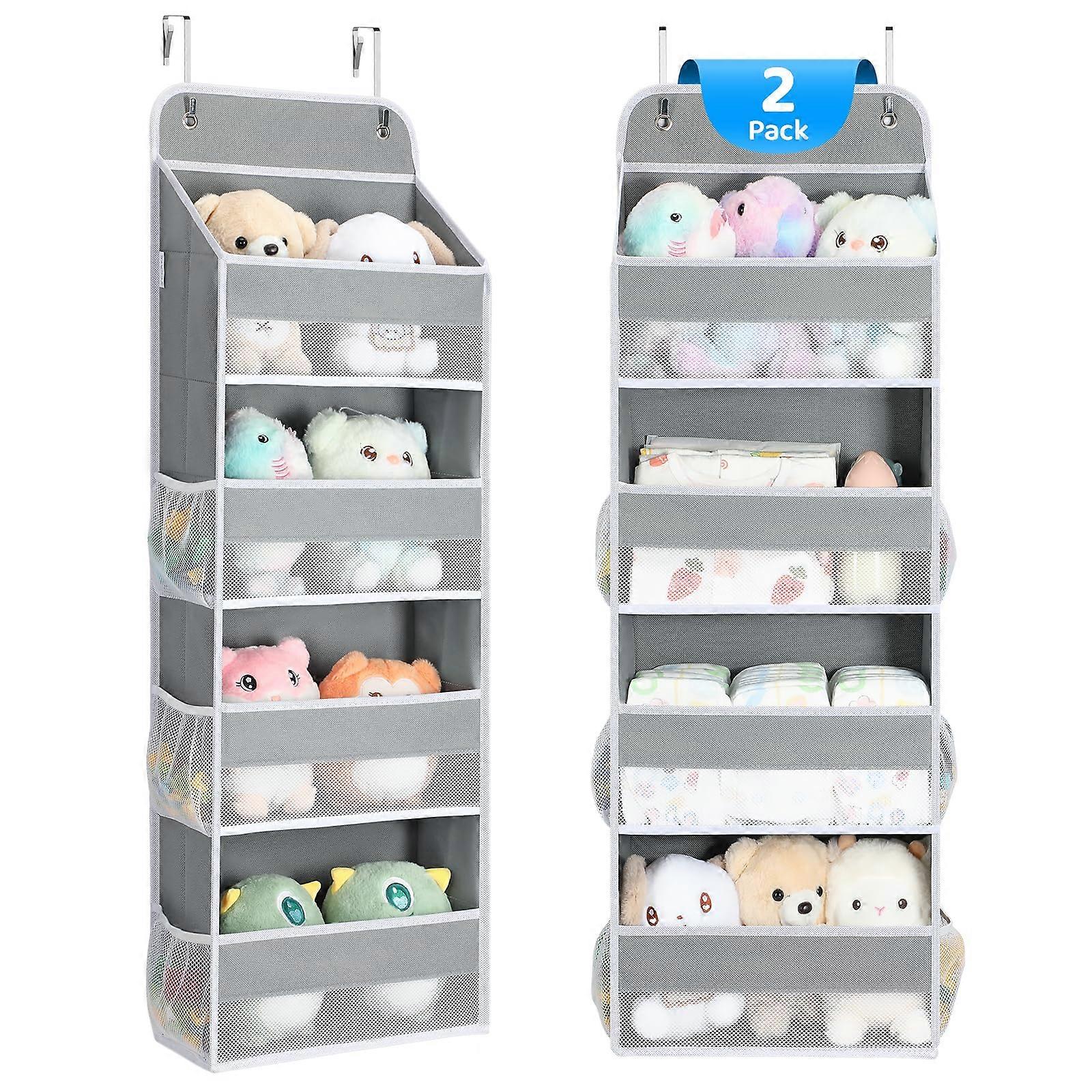 Two-pack foldable door storage rack bathroom for closets, four layers