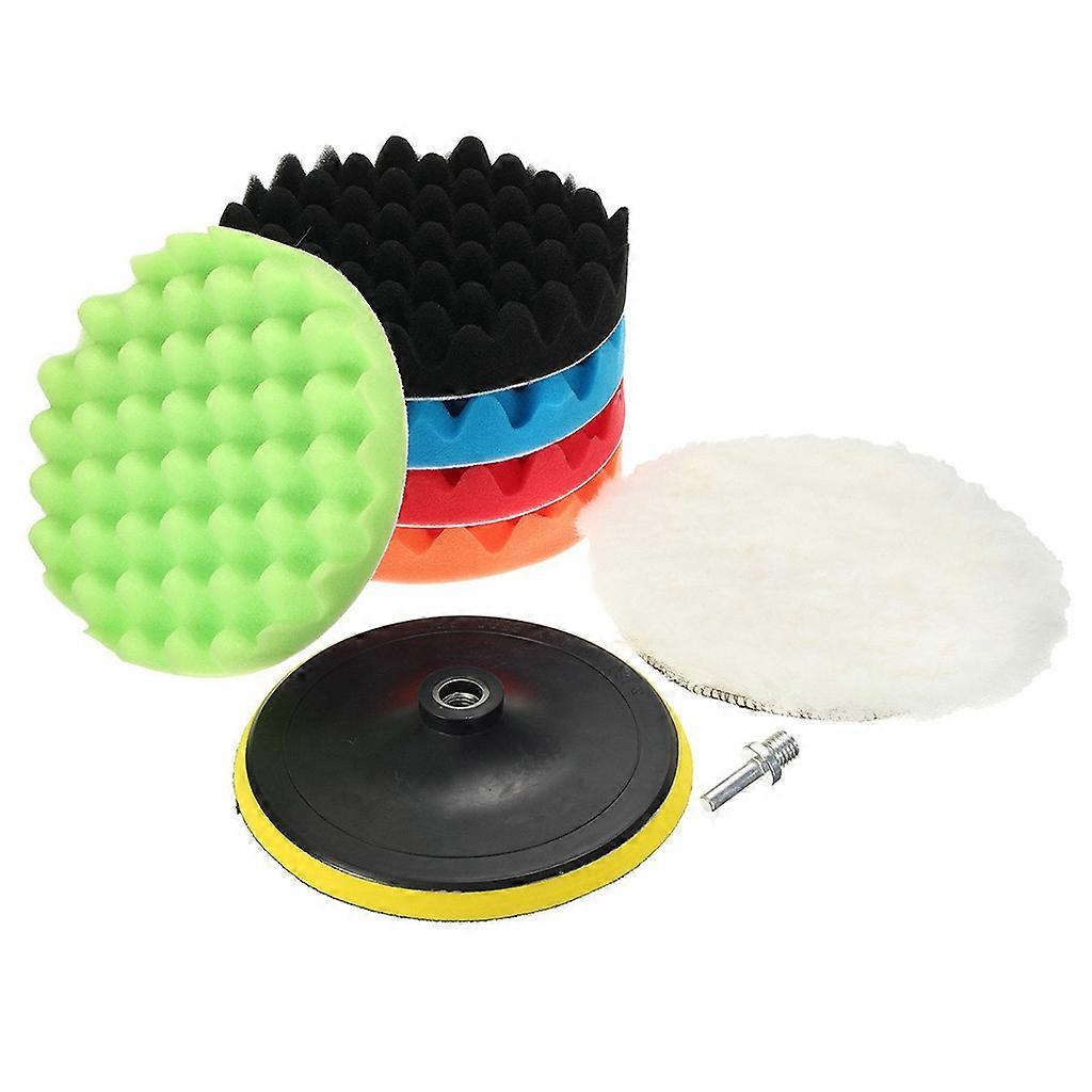 7Pcs Sponge and Woolen Polishing Waxing Buffing Pads Kits with M14 Drill Adapter