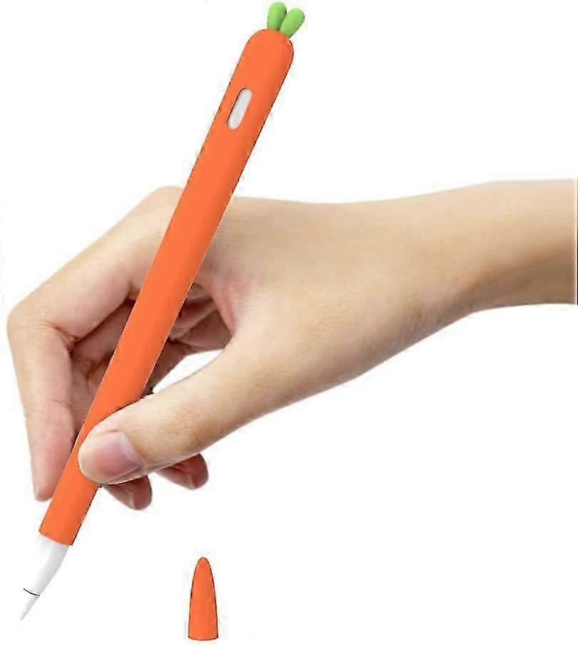 Silicone case skin compatible with the second and first generation Apple Pencil (orange, white)