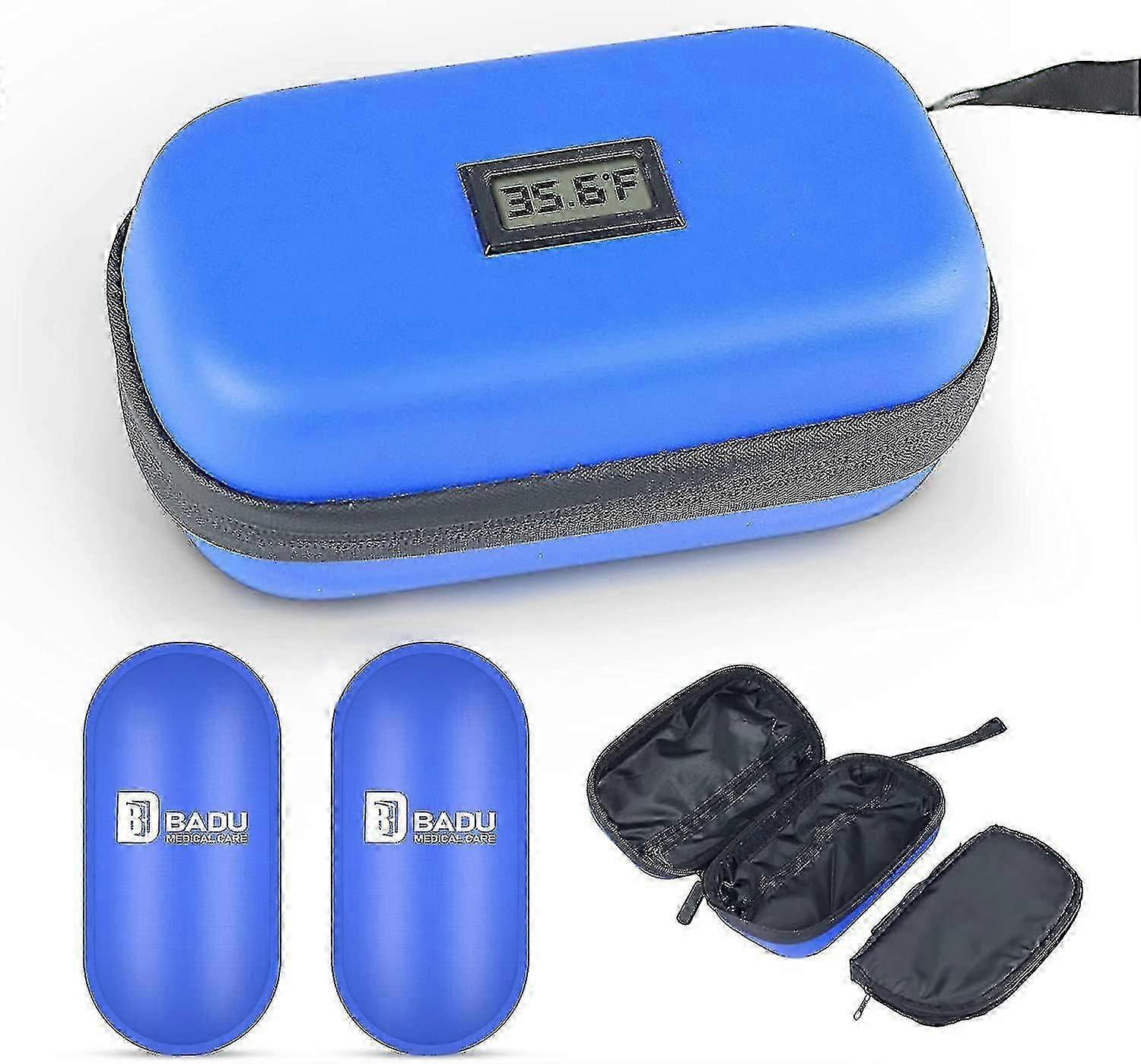 Insulin Cooler Travel Case With Temperature, Insulin Pen Case With 2 Insulin Cooler Ice Packs Medicine Cool Bag For Diabetic Insulin Storage