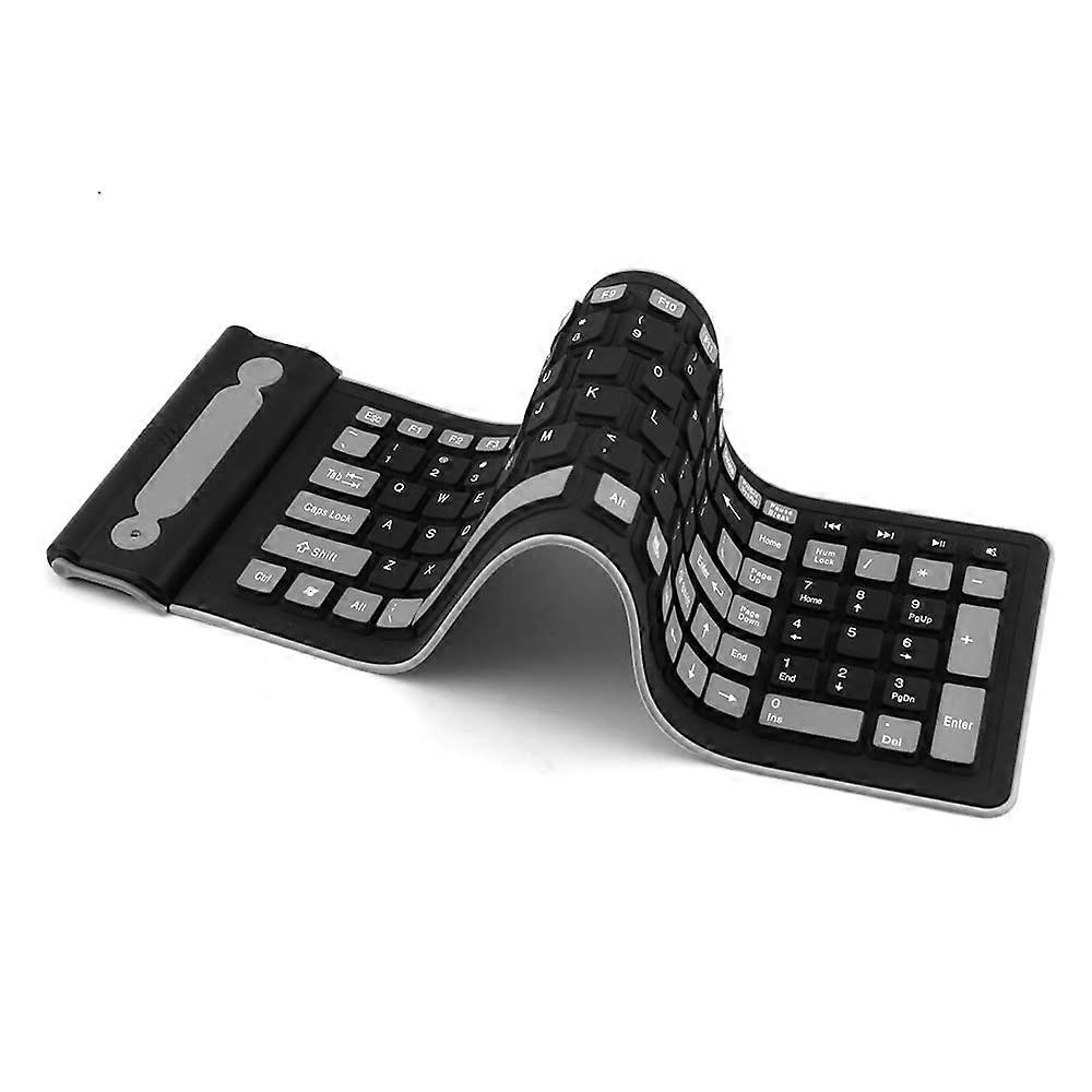 Wireless Silicone Keyboard Flexible Rollup Full Size 107 Keys Portable Waterproof USB Compatible with Laptops and PCs
