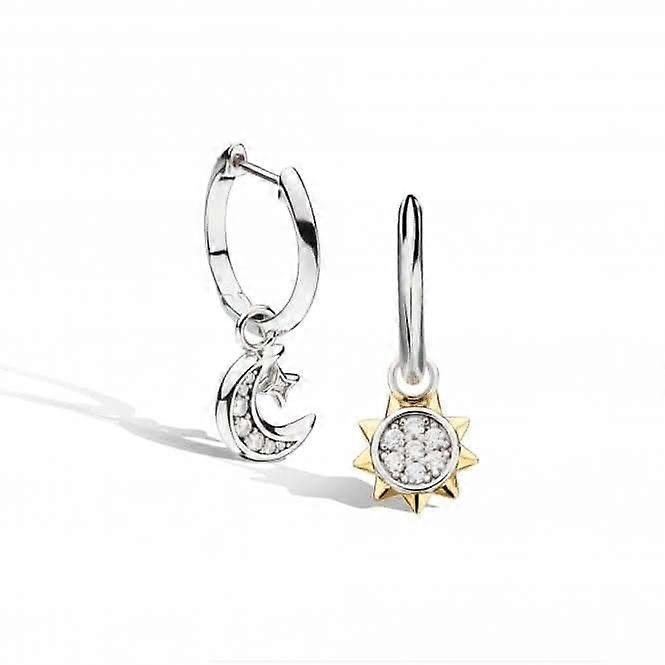Revival Celeste Pavé 18ct Gold Plated Sun & Moon Hoop Drop Earrings 50492GCZ