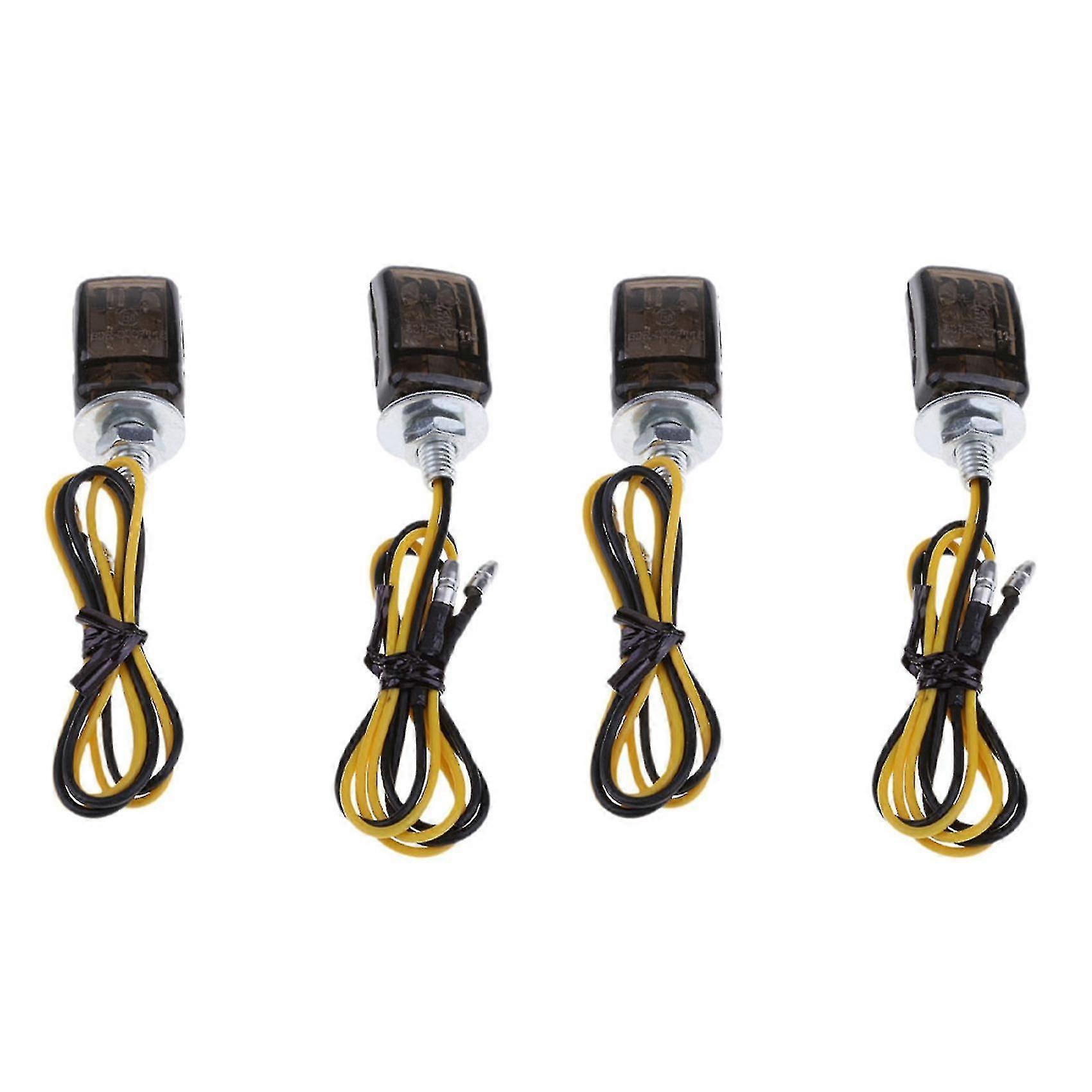 4pcs Universal Led Black Mini Tiny Small Indicators Turn Signals Motorcycle Motor Bike Compatible