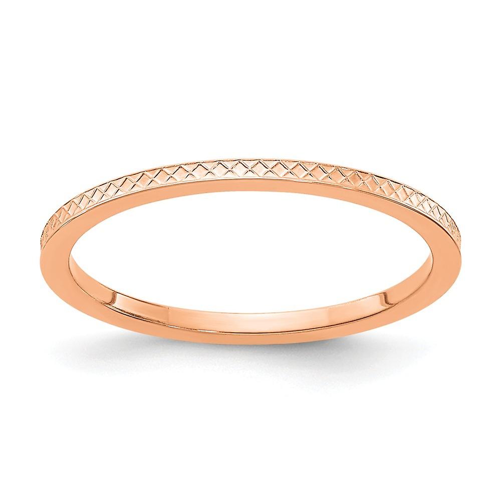 14kr 1.2mm Criss cross Pattern Stackable Band Ring-Stackable-Ring for Women and Men - Ring Size: 4 to 10
