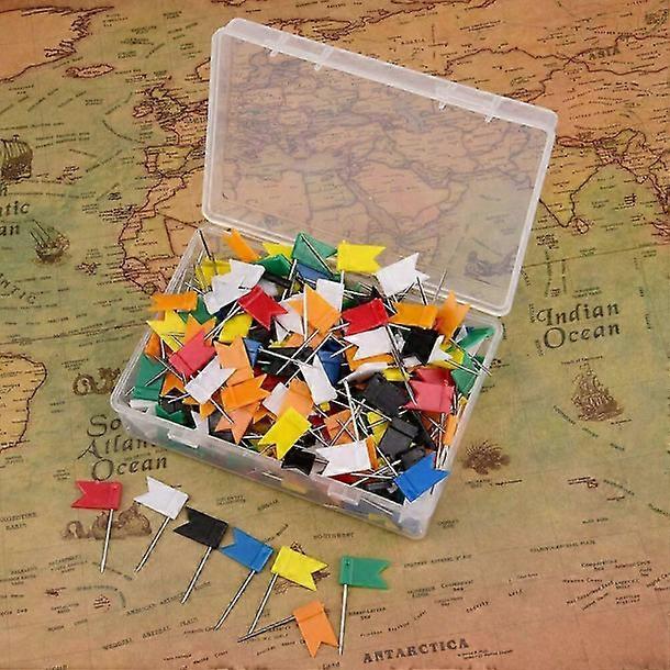 Map Pins Cork Notice Board Pin 100Pc Flag Marker Shape for Notice Cork Board Map