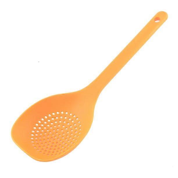 Kitchen Cooking Pan Plastic Perforated Ladle Slotted Spoon Orange