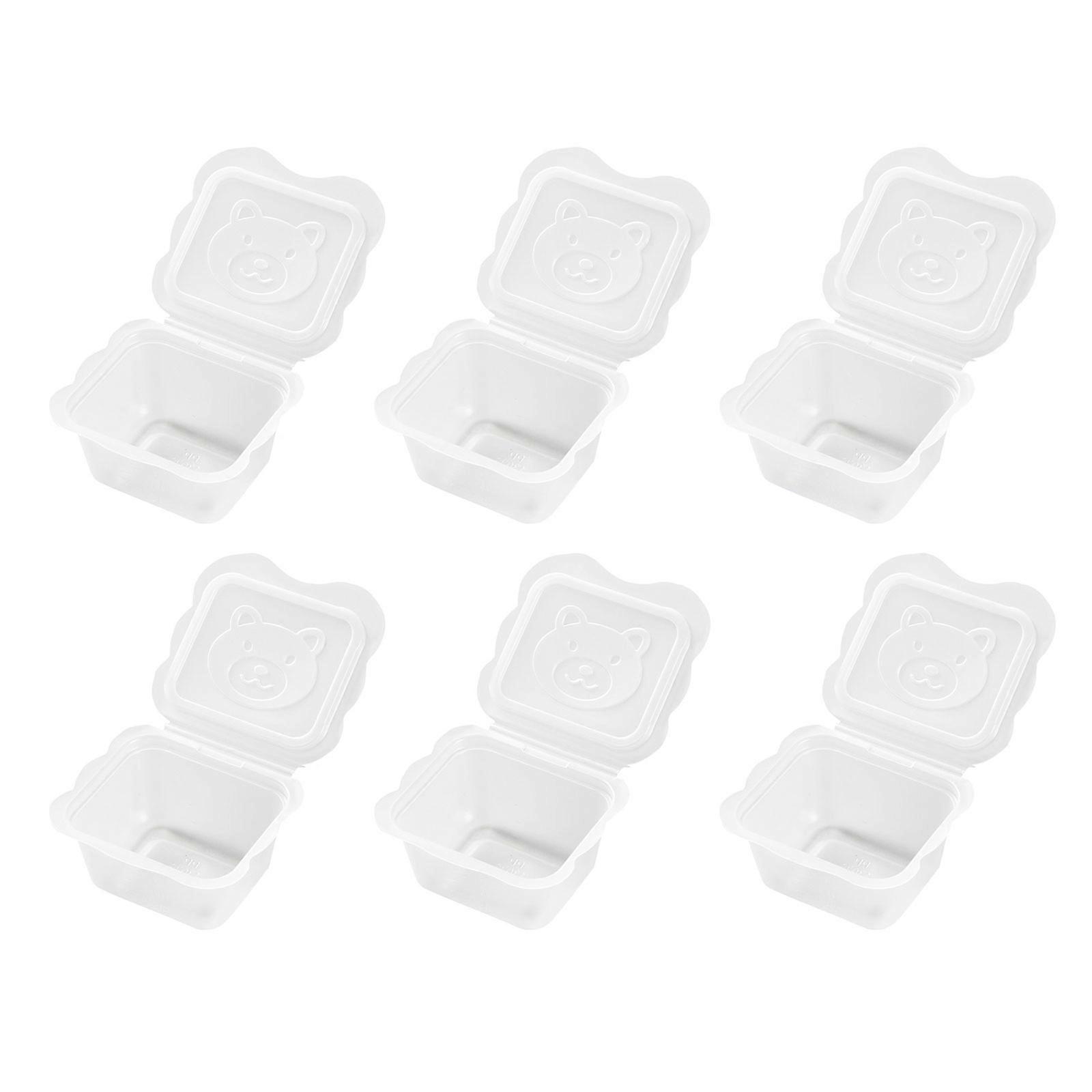 6pcs Cute Bear Baby Feeding Container Case with Clear Scale Temperature Resistant & Safe Complementary Food Box