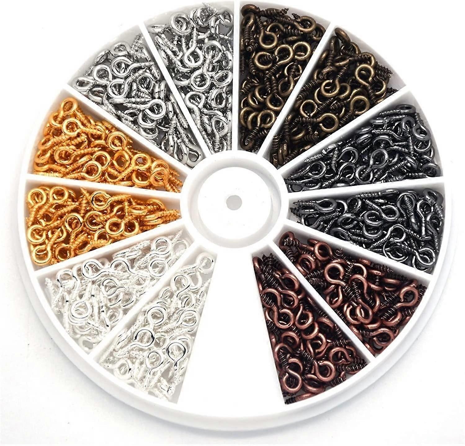 Metal Screw Eye Pins for Jewelry Making, 6 Colors Small Eye Hooks, Threaded Clasps for DIY Crafts and Art Projects