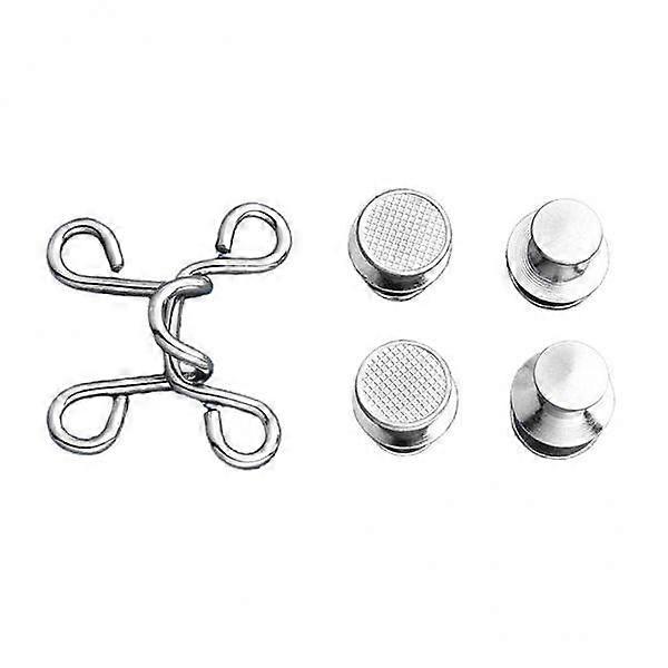 2x 4 Sets Brass Nail- Reusable Buttons Adjustable Waist Buckle Extender Set