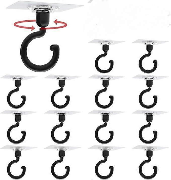 15pcs sticky ceiling hooks 360° rotating without holes with scraper