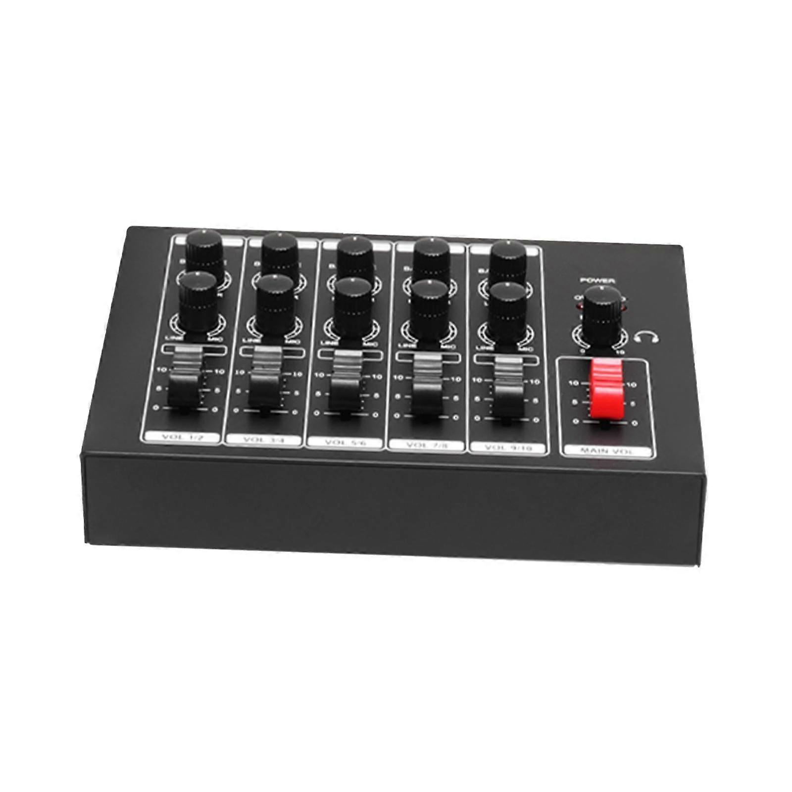 Audio Mixer 5 in 1 Out Low Noise Digital Mixer for Microphones Guitars Party