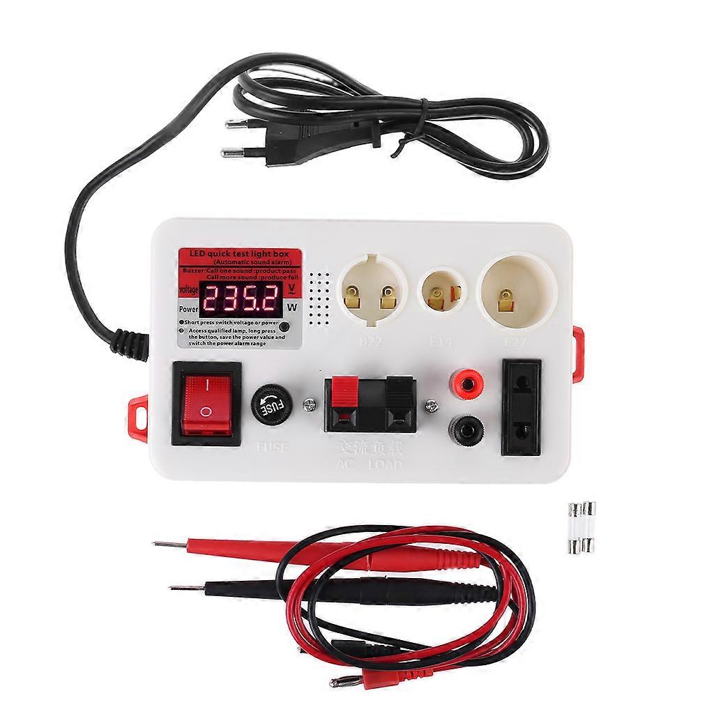 LED Schnelllampentester Bildschirmanzeige LED-Licht Lampe Spannung Leistung Schnellschnelltester Schachbrett 220V EU-Stecker Testbox Weiß Sonstiges